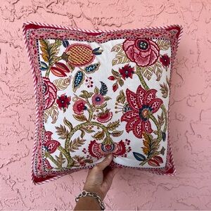 Anokhi Throw Pillow Cover Floral Cotton 18”x18”